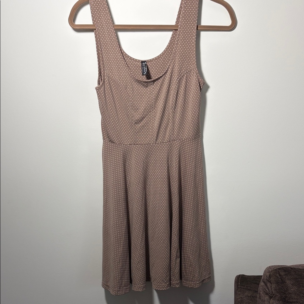 Free People Loving Lola light Brown Polka Skater Dress - Sz Small